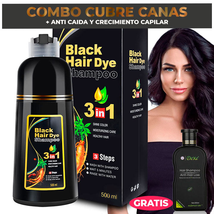 SHAMPOO CUBRE CANAS + GRATIS ANTICAIDA Y CRECIMIENTO CAPILAR